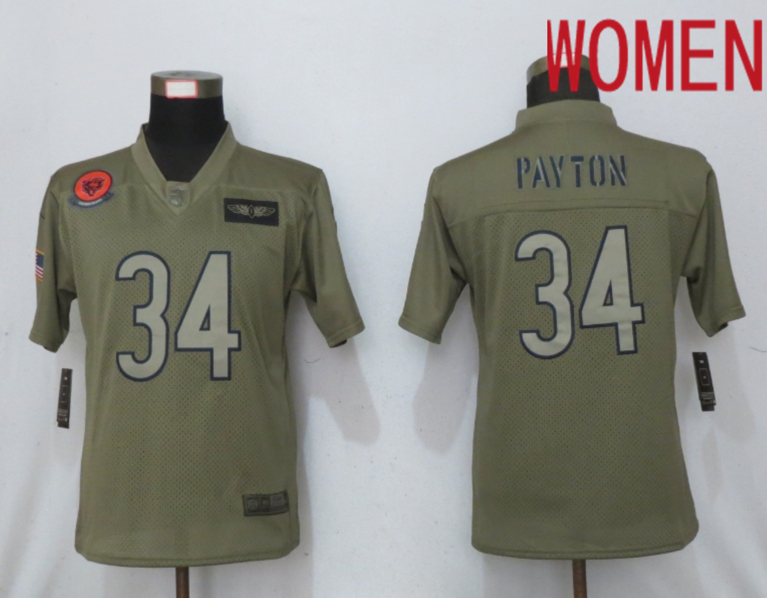 Women Chicago Bears #34 Payton Camo 2020 Salute to Service Elite Playe NFL Nike Jerseys->chicago bears->NFL Jersey